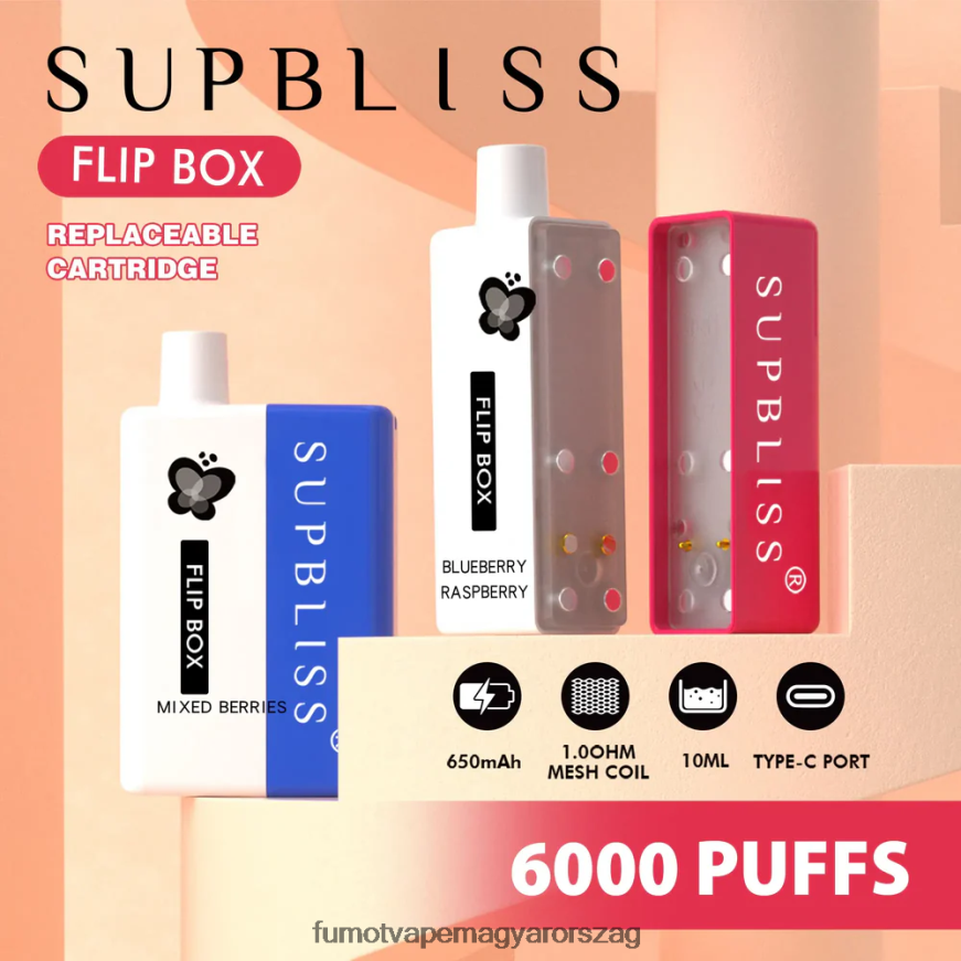 banános turmix Fumot vape online shop 6ZBT2B330 Fumot Supbliss Flip doboz 6000 cserélhető vape készlet - 10ml (1 db)
