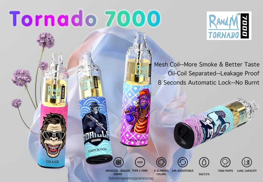 csendes-óceáni hűtő Fumot vape sale 6ZBT2B85 Fumot Tornado 7000 eldobható vape toll - 14 ml (1 darab)