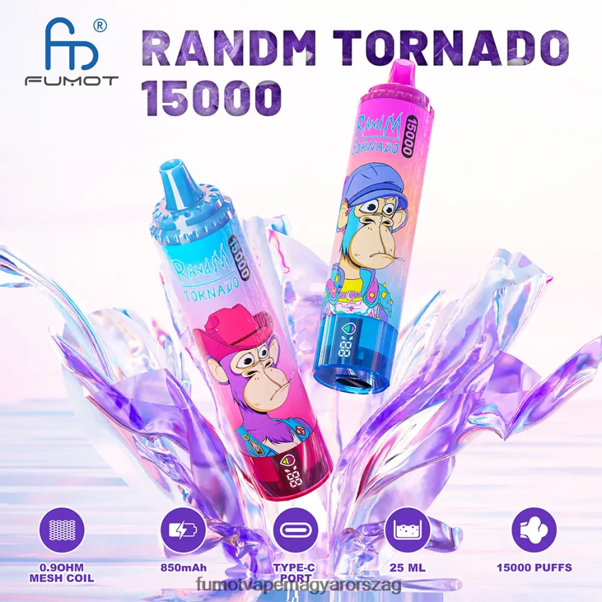áfonyás gránátalma Fumot vape sale 6ZBT2B165 Fumot Tornado 15000 eldobható vape 25ml (1 db)