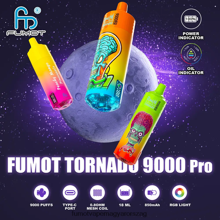szőlő Fumot vape Magyarország 6ZBT2B216 Fumot Tornado 1 db 9000 pro 18ml eldobható vape